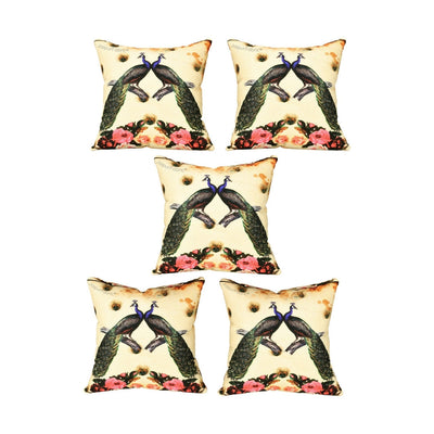Prosperous Peacocks Jute Digital Print Cushion Cover