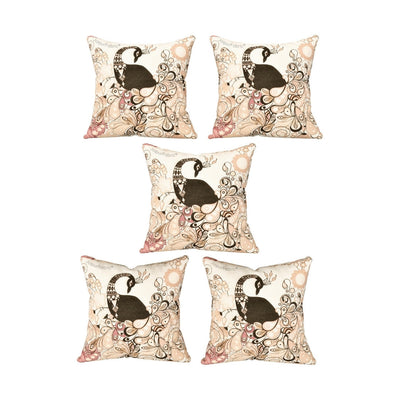 Royal Peacock Jute Digital Print Cushion Cover