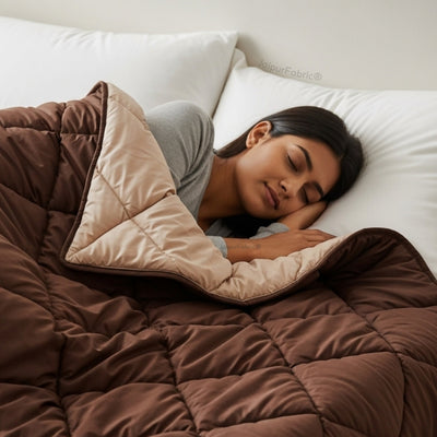 Dark Brown-Off White  Double Bed Comforter