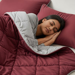 Maroon-Grey Double Bed Comforter
