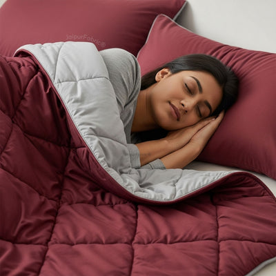 Maroon-Grey Double Bed Comforter