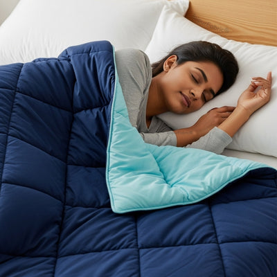 Navy Blue- Aqua Green Double Bed Comforter