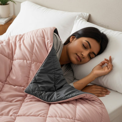 Pale Pink & Dark Grey Double Bed Comforter