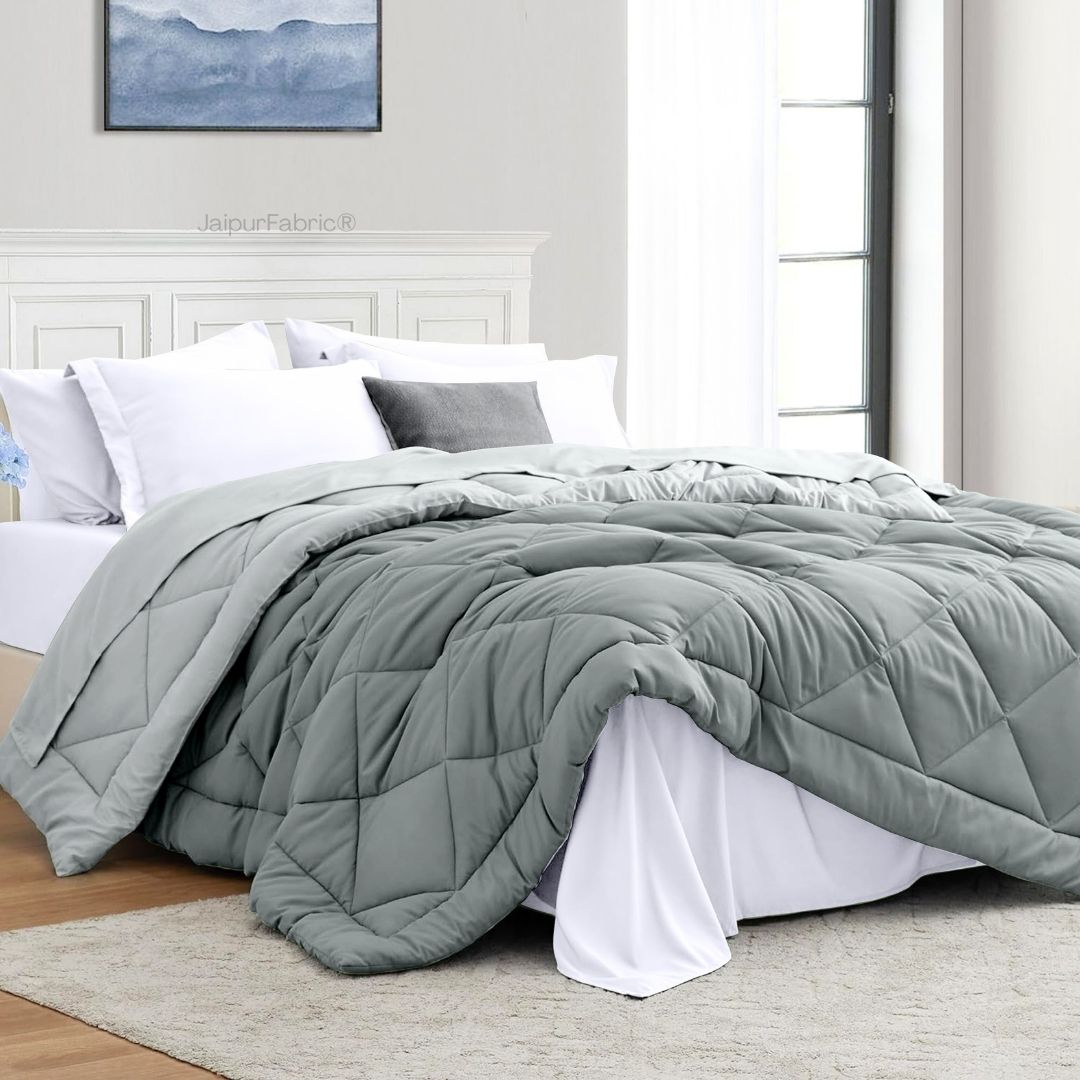 Muted Gray - Light Gray Double Bed Comforter