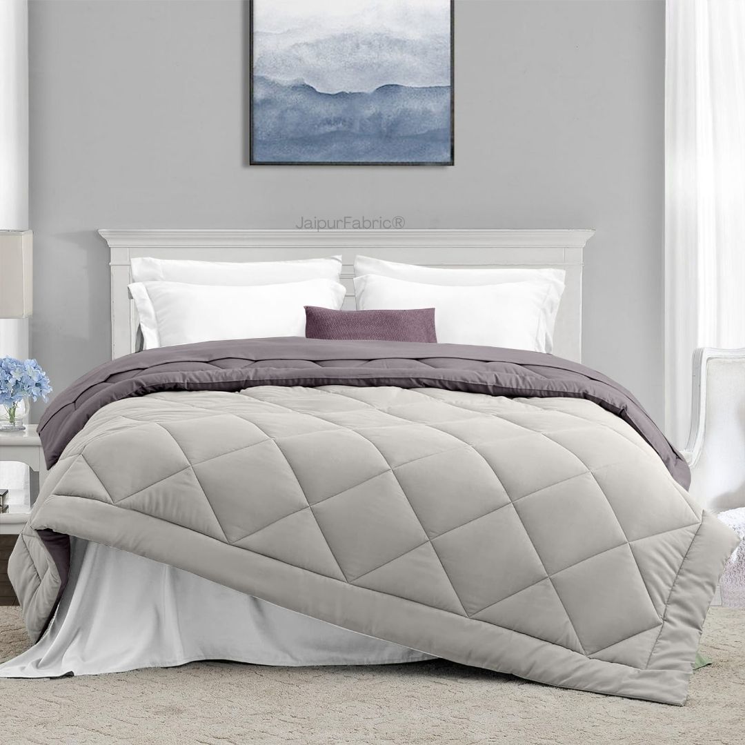 Mouse Brown - Beige Double Bed Comforter