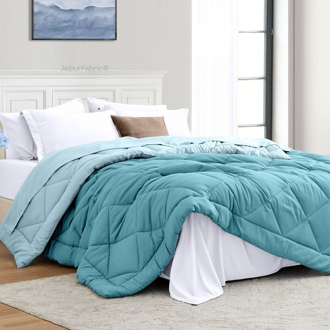 Teal Blue - Light Blue Double Bed Comforter