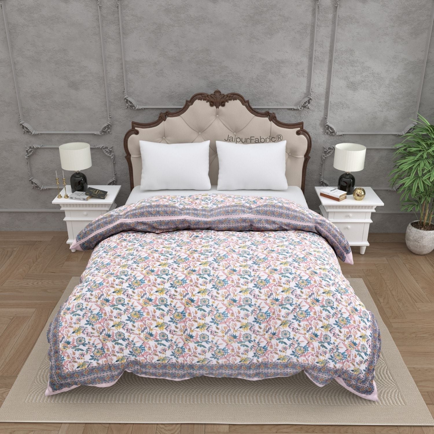 Multicolor Soft Floral Print Double Bed Reversible Comforter