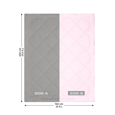Pale Pink & Dark Grey Single Bed Comforter