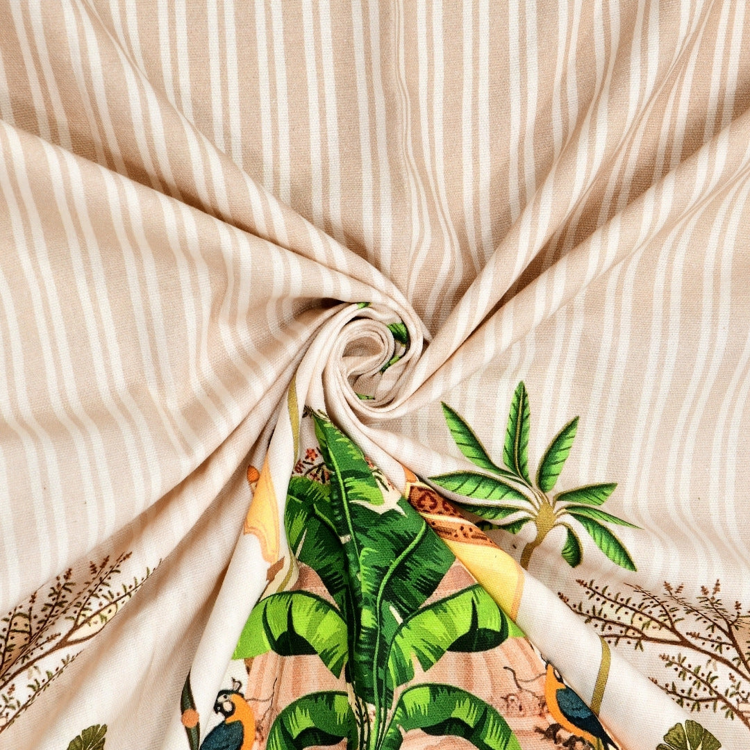Traditional Indian Archway & Temple Garden 7 Ft Duck Cotton Digital  Print Curtain
