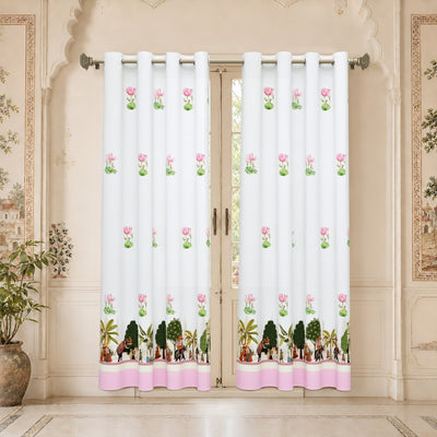 Royal Rajputana Procession & Mandap 7 Ft Duck Cotton Digital Print Curtain