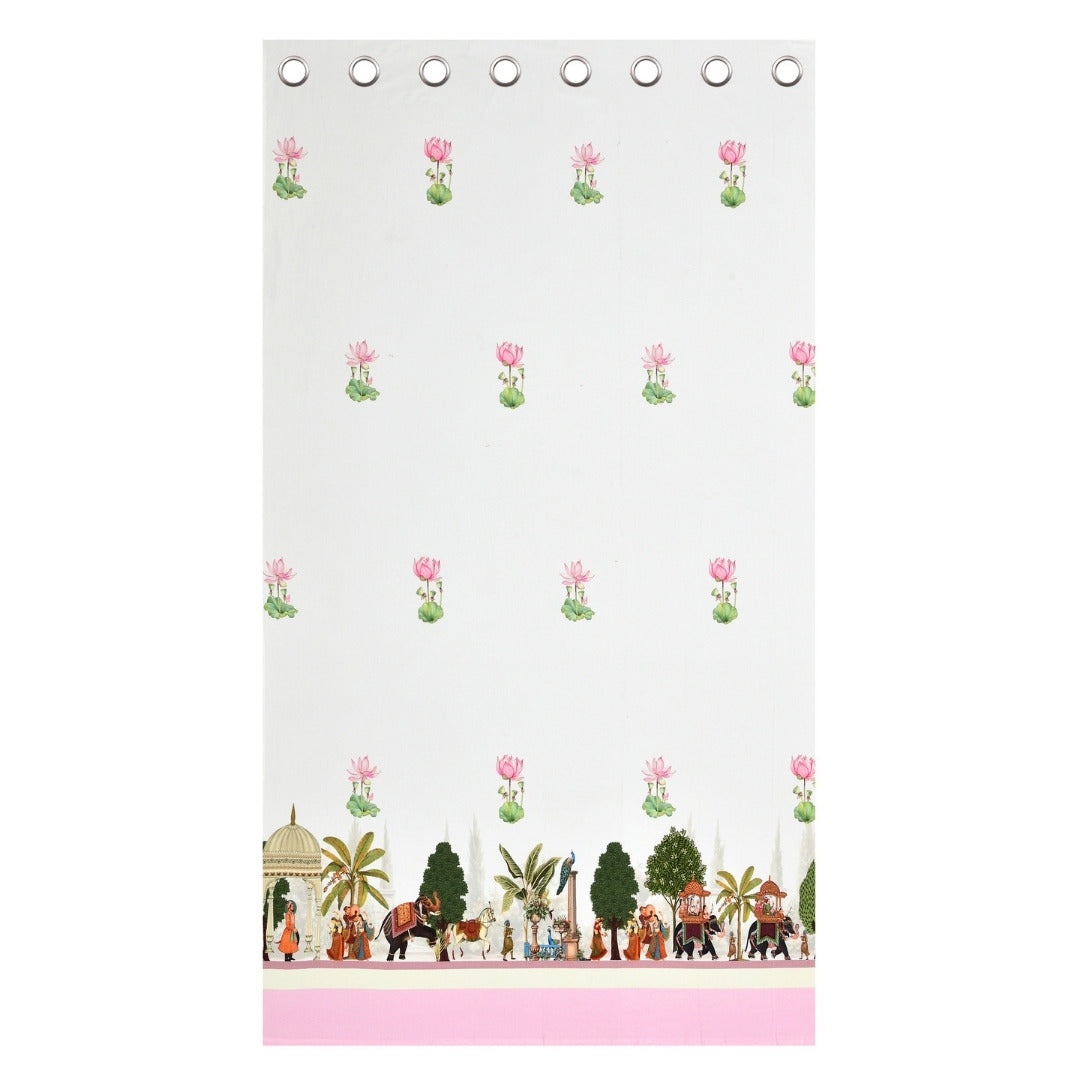 Royal Rajputana Procession & Mandap 7 Ft Duck Cotton Digital Print Curtain