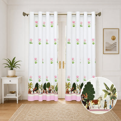 Royal Rajputana Procession & Mandap 7 Ft Duck Cotton Digital Print Curtain