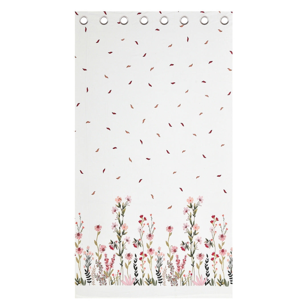 Wildflower Meadow & Falling Petals 7 Ft Duck Cotton Digital  Print Curtain