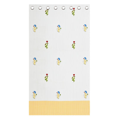 Playful Elephant & Bunny Stripe 7 Ft Duck Cotton Digital Print Curtain