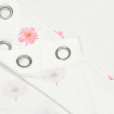 Soft Pink Wildflower Field 7 Ft Duck Cotton Digital Print Curtain