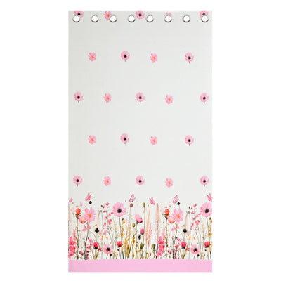 Soft Pink Wildflower Field 7 Ft Duck Cotton Digital Print Curtain