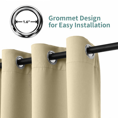 Warm Beige Solid Blackout Curtains (Pack of 2)
