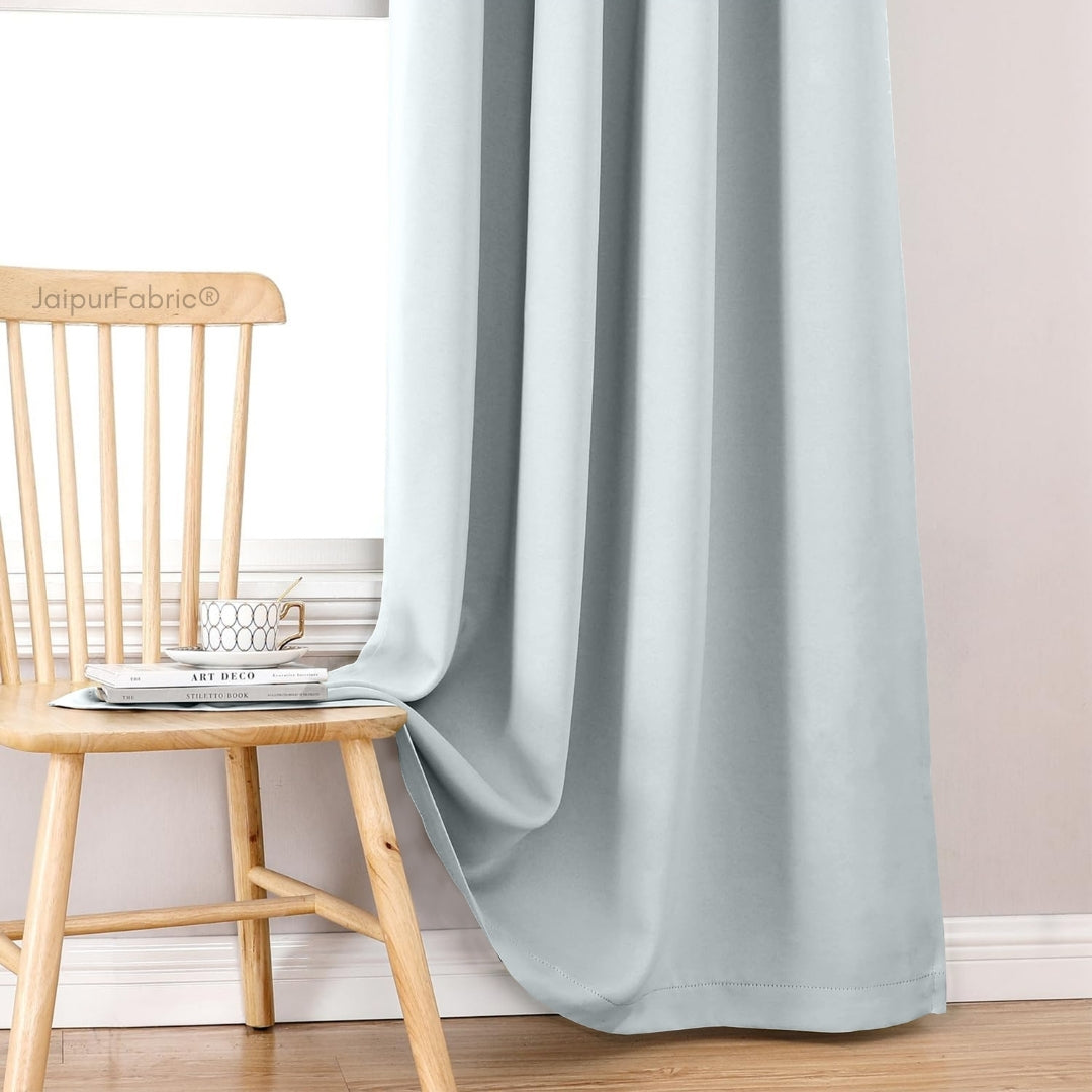 Ice Blue Solid Blackout Curtains