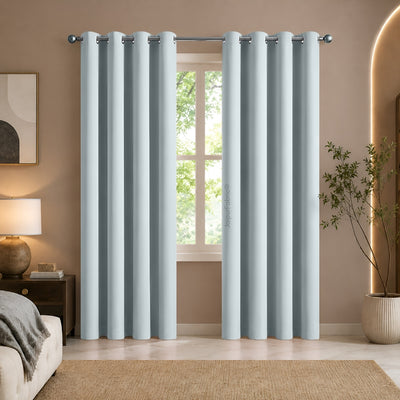 Ice Blue Solid Blackout Curtains (Pack of 2)