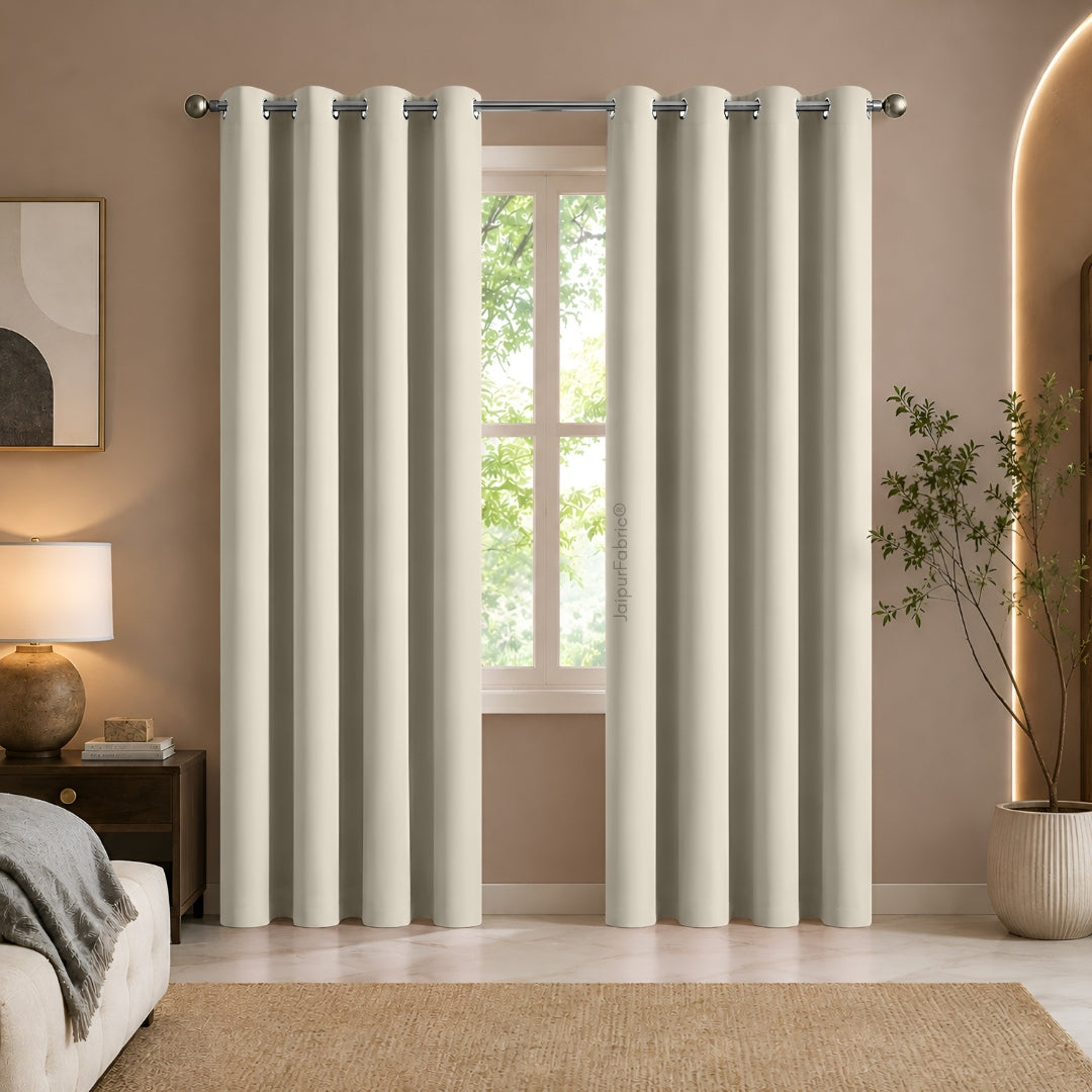 Ivory Solid Blackout Curtains (Pack of 2)
