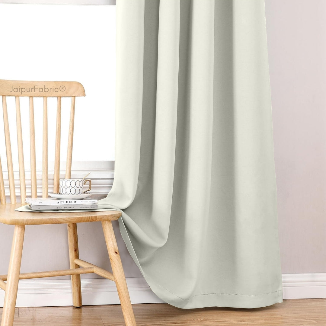 Off White Solid Blackout Curtains