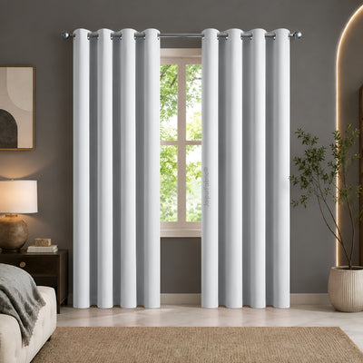 Silver Grey Solid Blackout Curtains (Pack of 2)