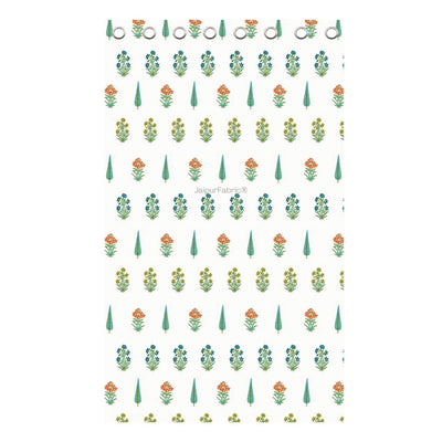 Jaipur Mela Hand Block Printed Sea Green Trees and Flowers Curtains (Pack of 2)