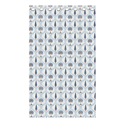 Jaipur Mela Hand Block Printed Blue Trees and Flowers Curtains (Pack of 2)