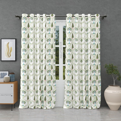 Hand Block Printroots Printed Curtains with Intricate Floral Designs (Pack of 2)