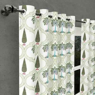 Hand Block Printroots Printed Curtains with Intricate Floral Designs (Pack of 2)