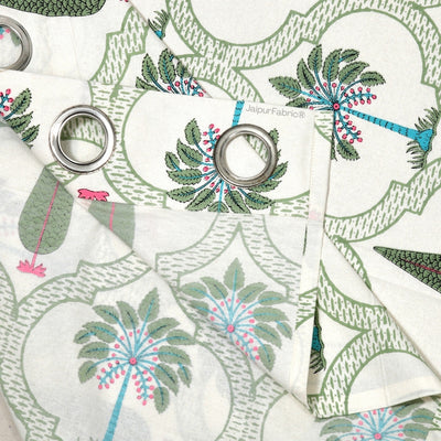Hand Block Printroots Printed Curtains with Intricate Floral Designs (Pack of 2)