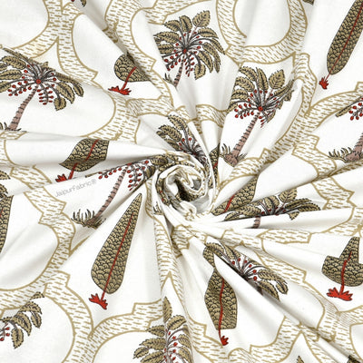 Pinklay Mocha Brown Delight Floral Jaipuri Hand Block Print Curtains (Pack of 2)