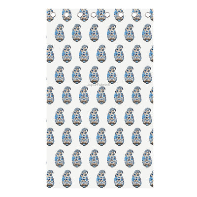 Floral Blue Indian Kairi Design Pinar Block Hand Block Printed Curtains (Pack of 2)