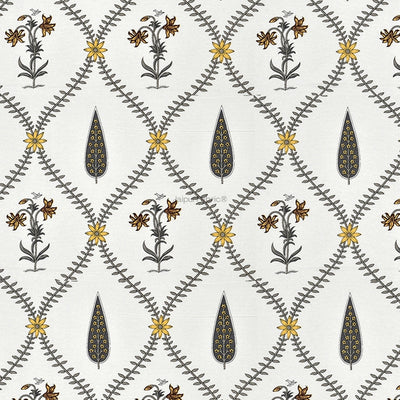 Beautiful Yellow & Grey Pookalam Floral Symphony Rihaa Handblock Printed Curtains (Pack of 2)