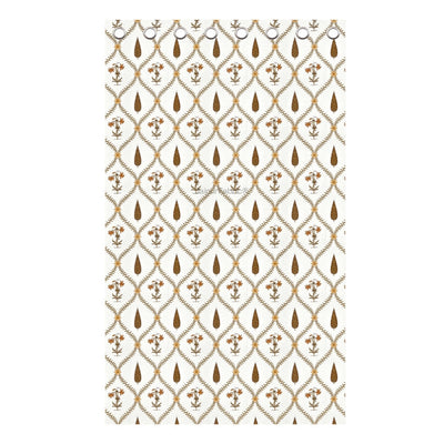 Pinklay Golden Bloom Heritage Curtains with Yellow & Brown Floral Block Prints (Pack of 2)