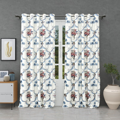 Blue Pottery Timeless Imprints 100% Cotton Block Printed Curtains Urban Jaipur (Pack of 2)