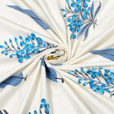 Beautiful Plarsh Floral Premium Hand Blocks of India Cotton Curtains (Pack of 2)
