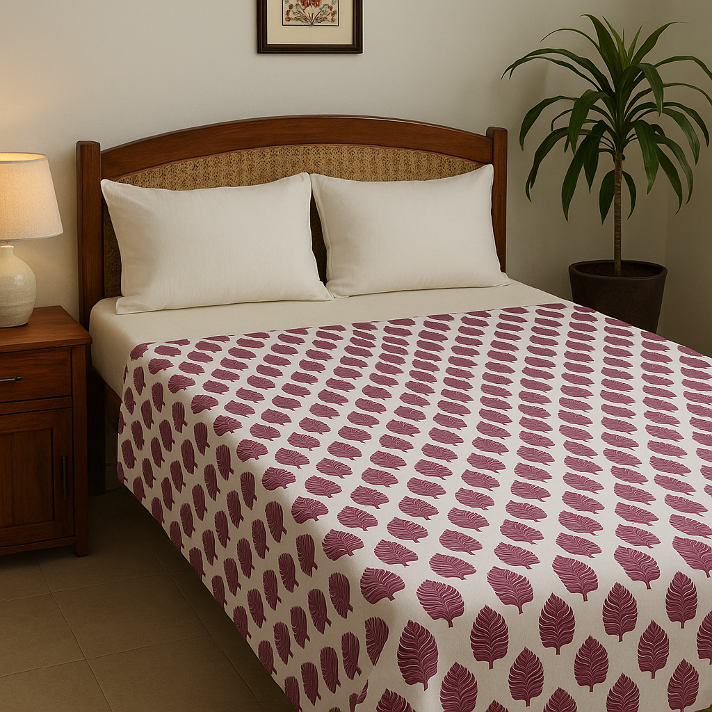 Pure Cotton Petal Print Reversible Double Bed Blanket/ Duvet/Quilt/AC Dohar