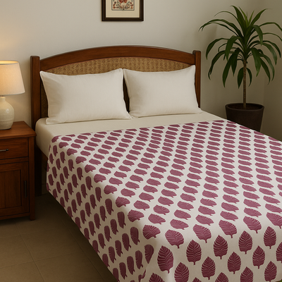 Pure Cotton Petal Print Reversible Double Bed Blanket/ Duvet/Quilt/AC Dohar