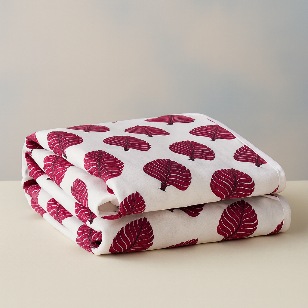 Pure Cotton Petal Print Reversible Double Bed Blanket/ Duvet/Quilt/AC Dohar