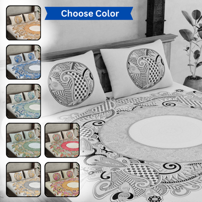 Cosmic Kolam Double Bed Sheet (Choose Color)