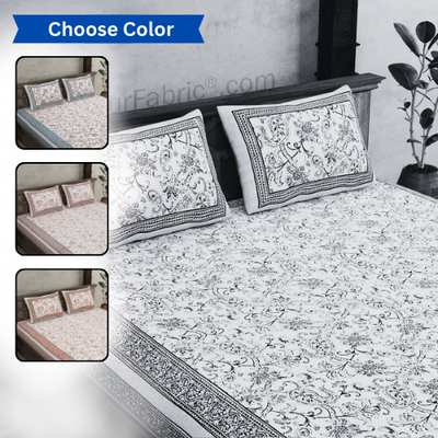 Pure Cotton Paisley Floral Ethnic Jaipuri Double Bedsheet – Choose Your Favorite Border