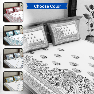 Artistic Beauty Contrast King Size 10 Feet Wide Premium Cotton Bed Sheet – Choose Your Perfect Shade