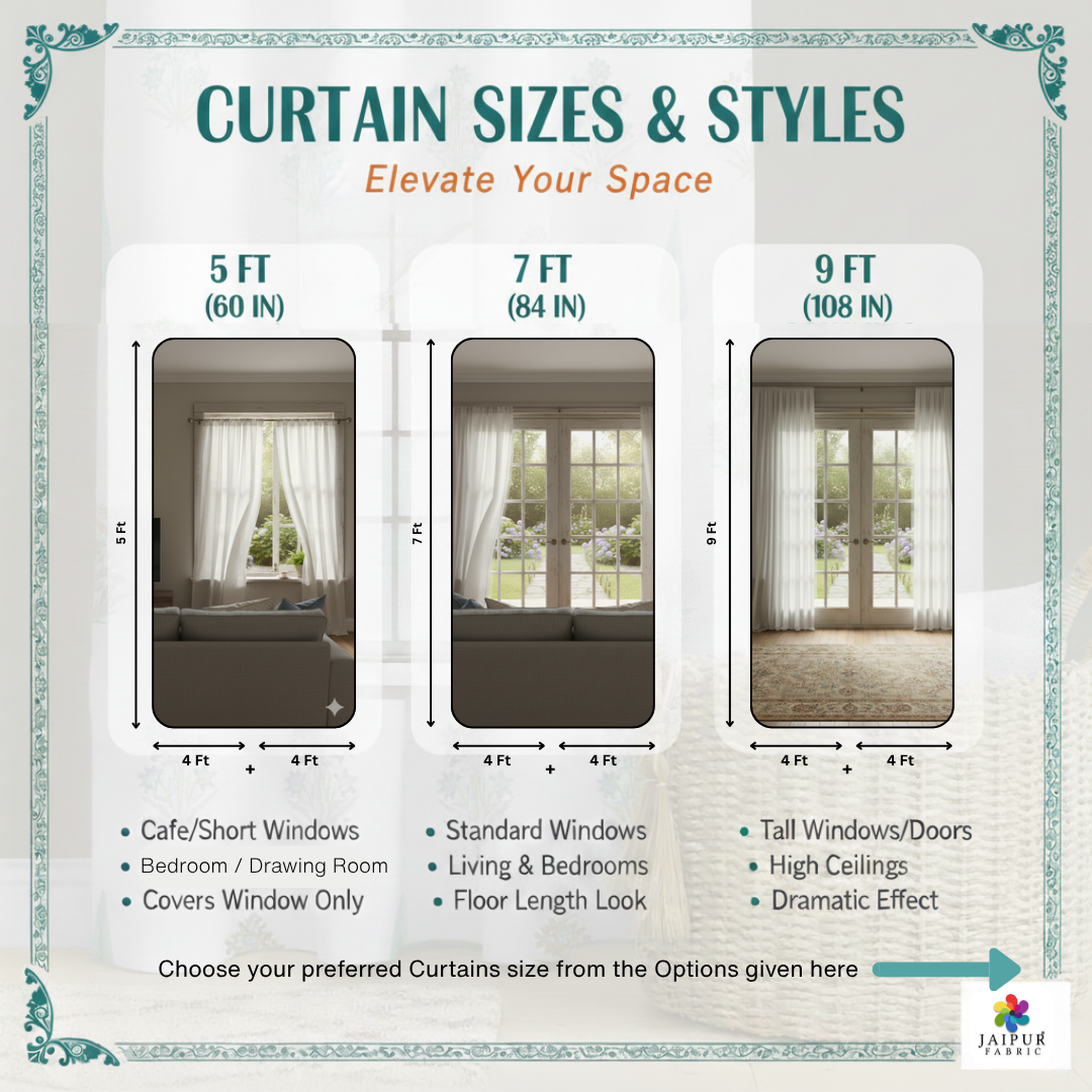 Pink Mustard Flowers Brown Leaves Jaipur Dharohar Boota Print Curtains (Pack of 2)