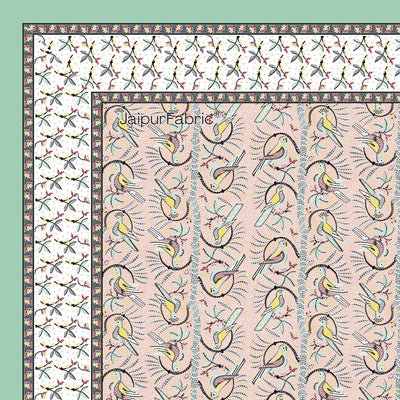 Perky Parrots Peach Pure Cotton King Size Bedsheet