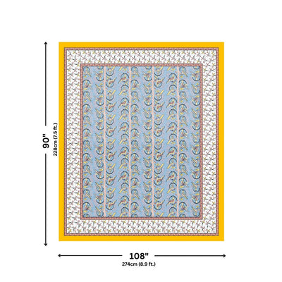 Perky Parrots Blue Pure Cotton King Size Bedsheet