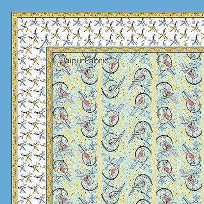 Perky Parrots Green Pure Cotton King Size Bedsheet