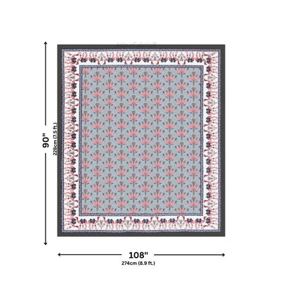Floral Corsage Blue Pure Cotton King Size Bedsheet