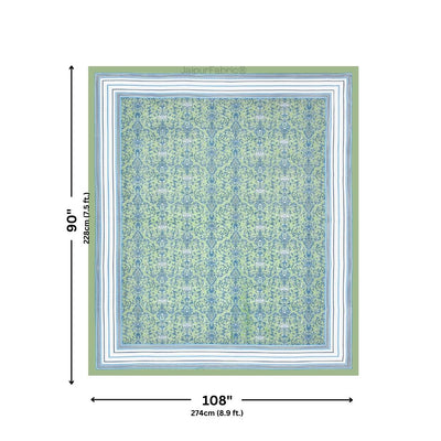 Peacock Park Green Pure Cotton King Size Bedsheet