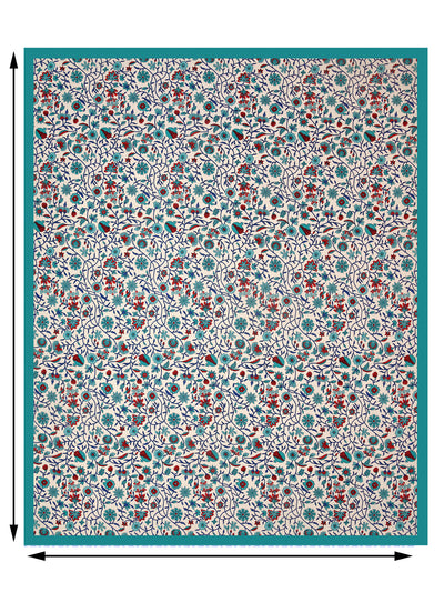 Double Bedsheet With Sea Green Branch Of Pomegranate With Two Pillow Cover